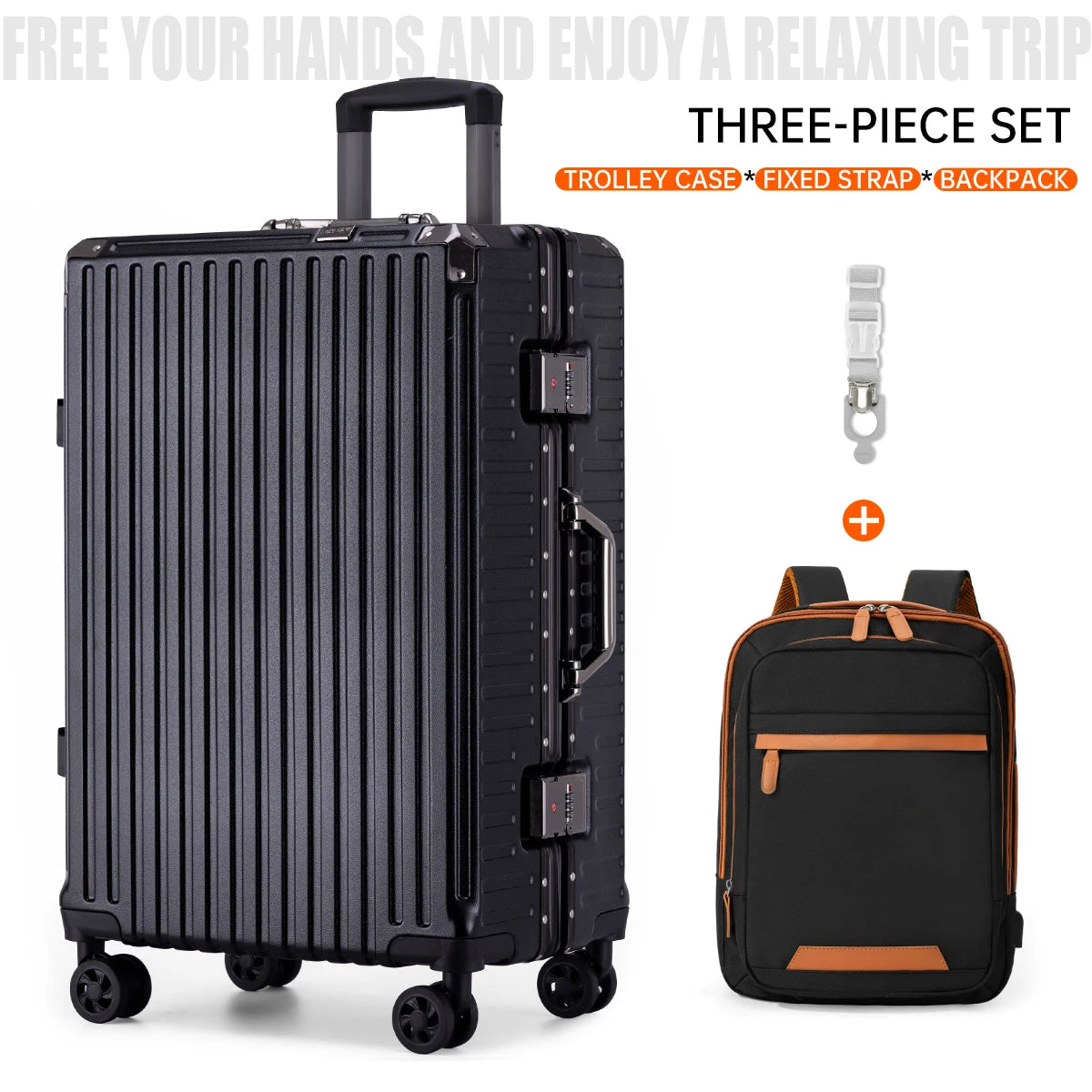 Trolley Luggage 20 24 26 28" Aluminum Frame Rolling Luggage Case USB Travel Suitcase on Wheels Combination Lock Carry on Luggage Kairos & Co.