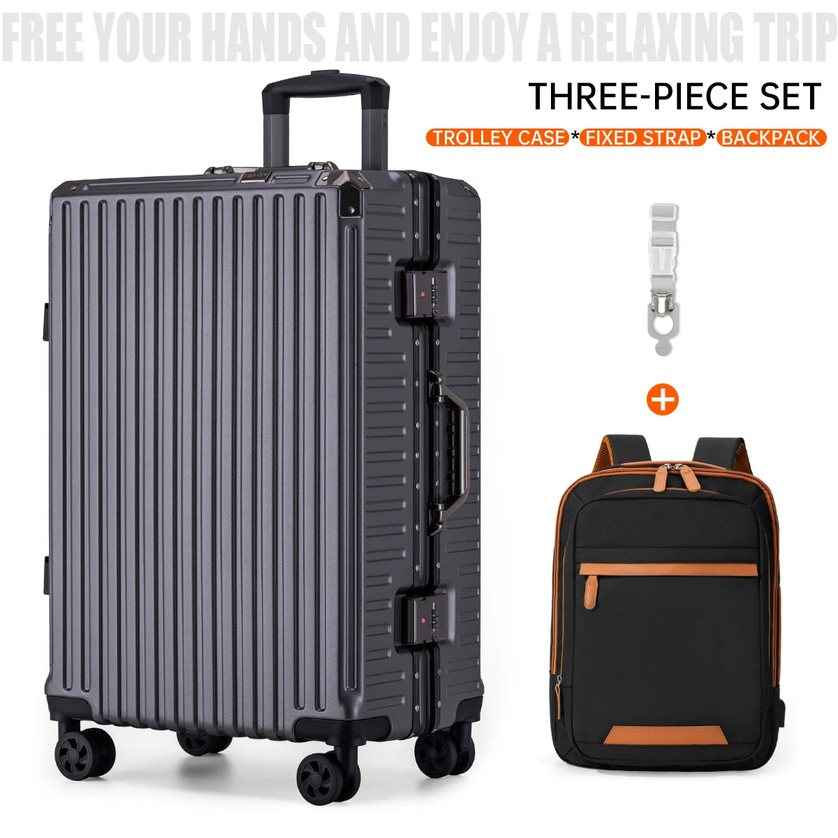 Trolley Luggage 20 24 26 28" Aluminum Frame Rolling Luggage Case USB Travel Suitcase on Wheels Combination Lock Carry on Luggage Kairos & Co.