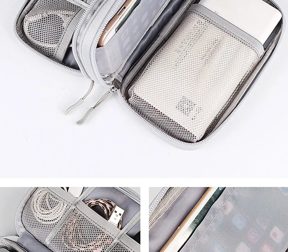 Data Cable Storage Bag Waterproof Portable Carry Case  Storage Bag Travel Organizer Bag for Cable Cord USB Charger Kairos & Co.