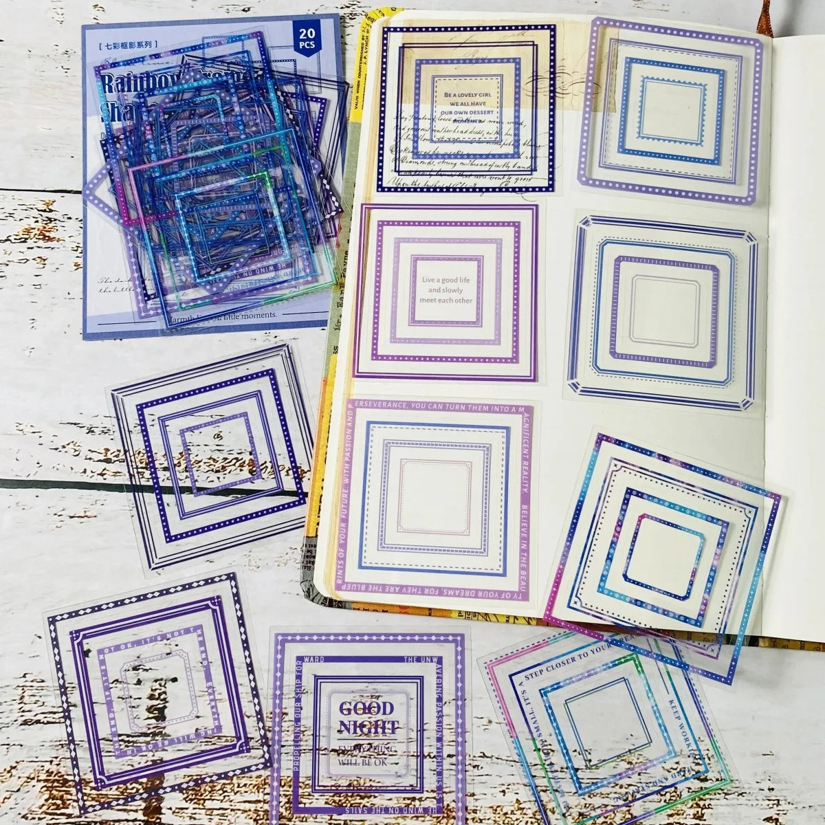 20pcs PET Frame Stickers – Journal & Scrapbook Embellishments Divina Constitutio