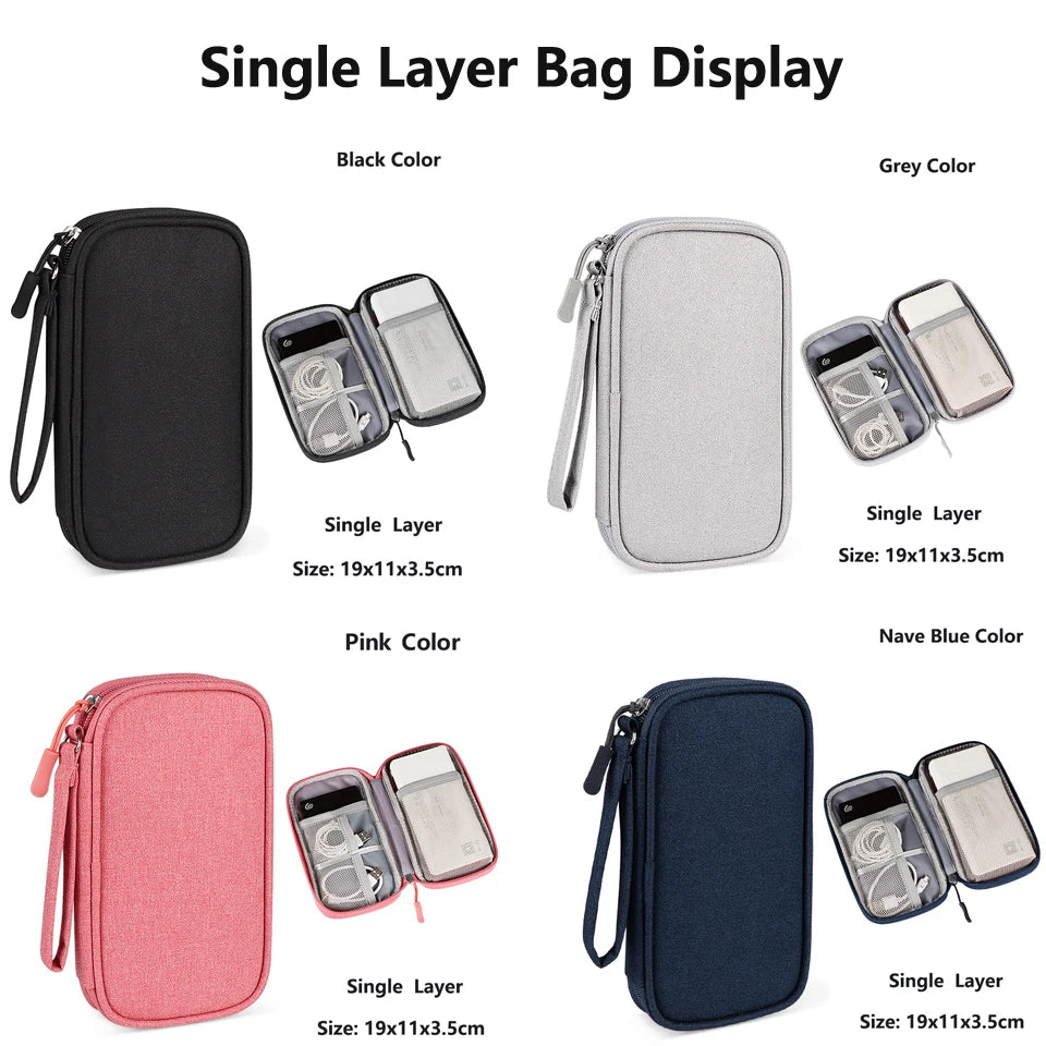 Data Cable Storage Bag Waterproof Portable Carry Case  Storage Bag Travel Organizer Bag for Cable Cord USB Charger Kairos & Co.