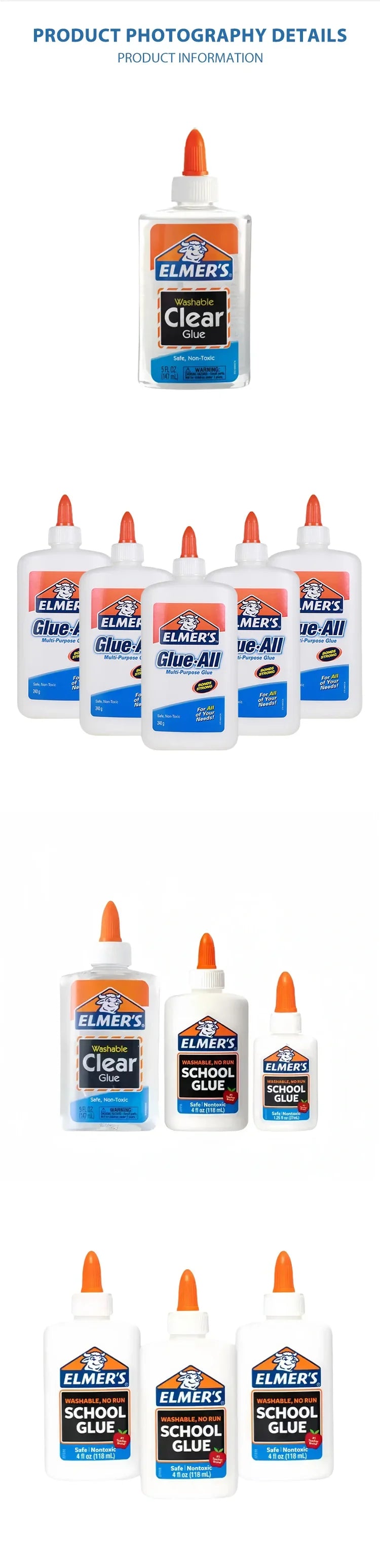 Elmer's Glue-All White Washable Liquid School Glue – 225ml/473ml Divina Constitutio