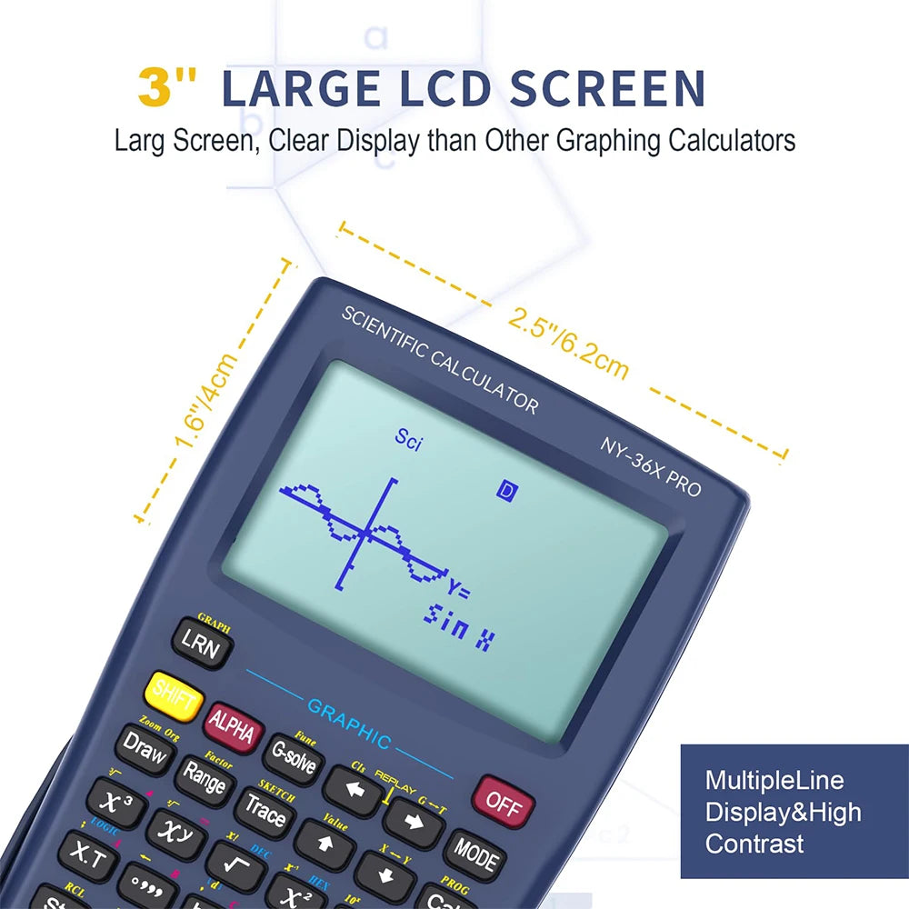 NEWYES 36X Pro Graphing Scientific Calculator – Graphic Science Calculator for Middle & High School, Blue Kairos & Co.