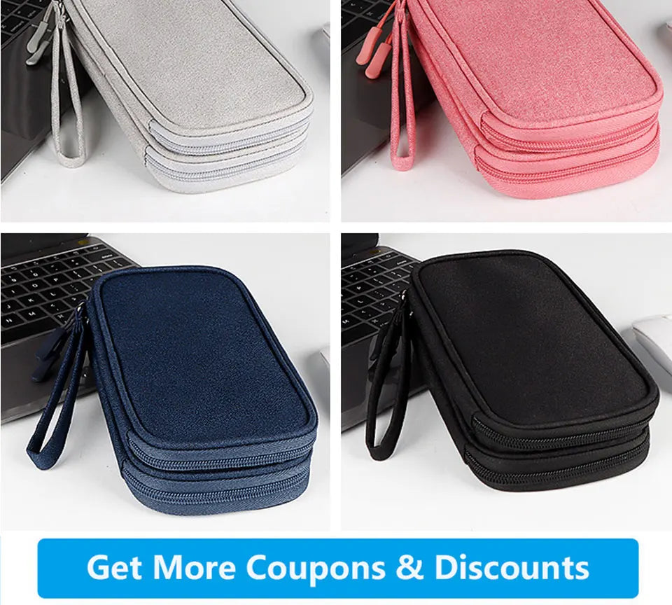 Data Cable Storage Bag Waterproof Portable Carry Case  Storage Bag Travel Organizer Bag for Cable Cord USB Charger Kairos & Co.