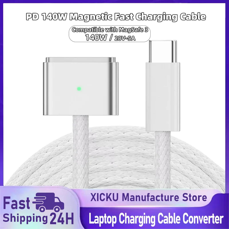 USB-C to MagSafe 3 Charging Cable – 140W PD Adapter for MacBook Pro/Air Divina Constitutio