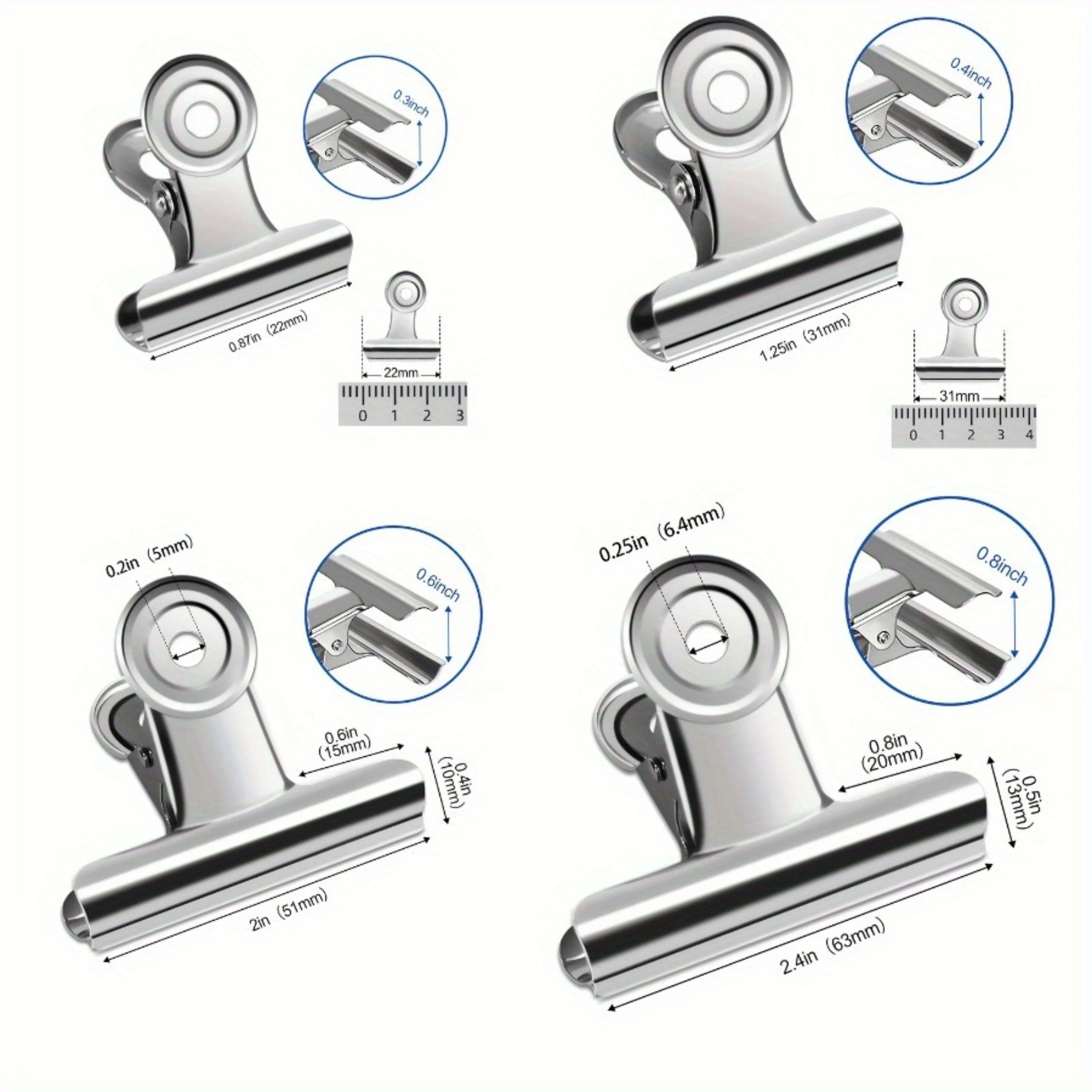 10-Piece Round Metal Paper Clips – 31mm / 38mm / 50mm Kairos & Co.