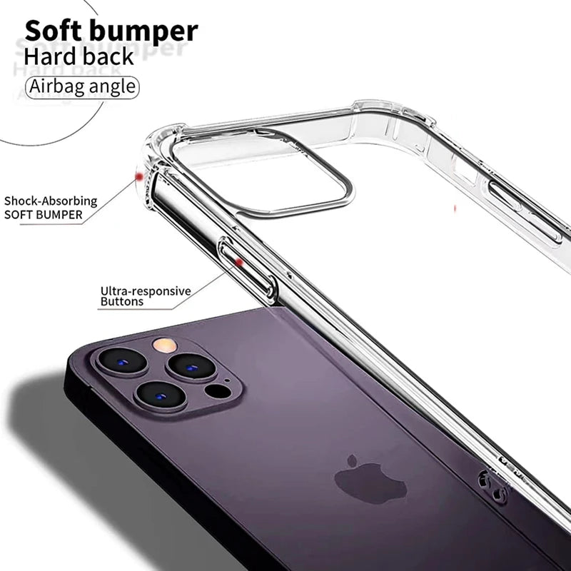 Shockproof Clear Silicone Phone Case for iPhone 7–15 Series | Transparent Soft Protective Cover Kairos & Co.