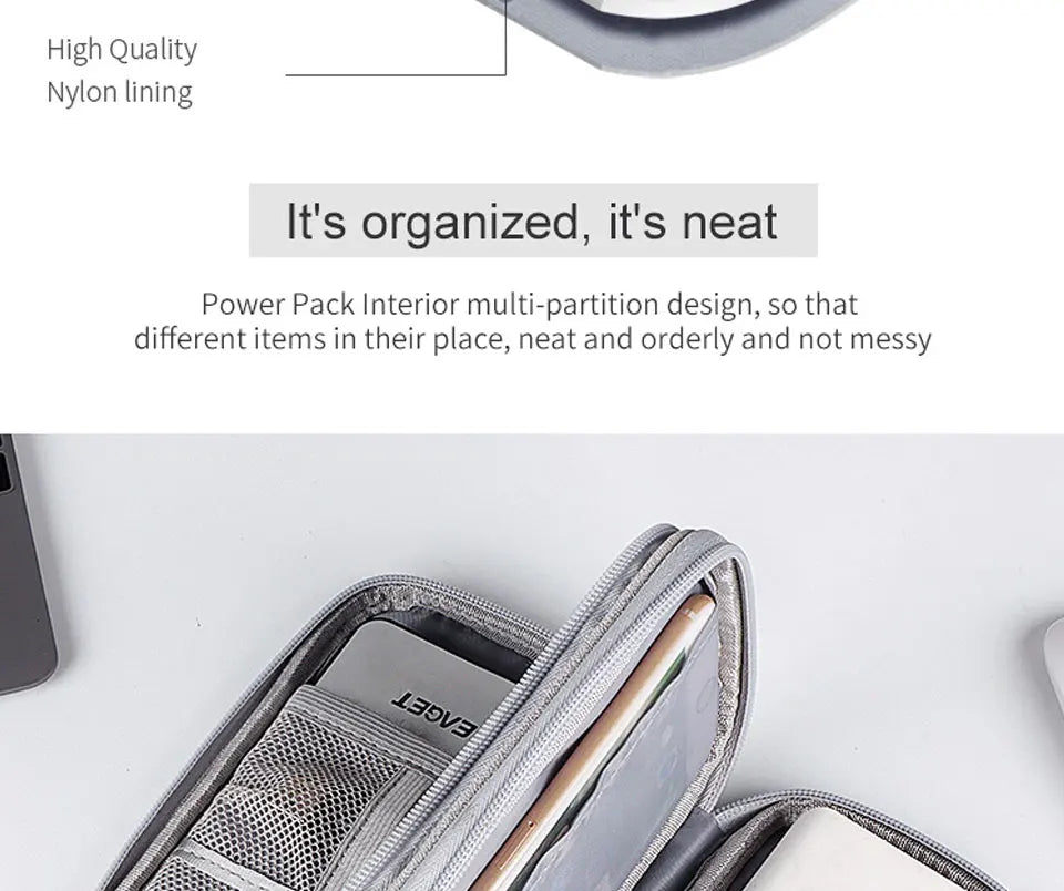 Data Cable Storage Bag Waterproof Portable Carry Case  Storage Bag Travel Organizer Bag for Cable Cord USB Charger Kairos & Co.