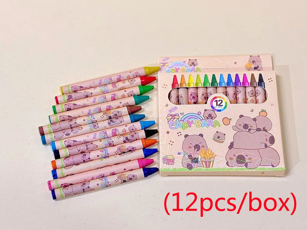 Cute Capybara Crayons – 12 or 36 Colors, Kids Party & Birthday Gift Divina Constitutio