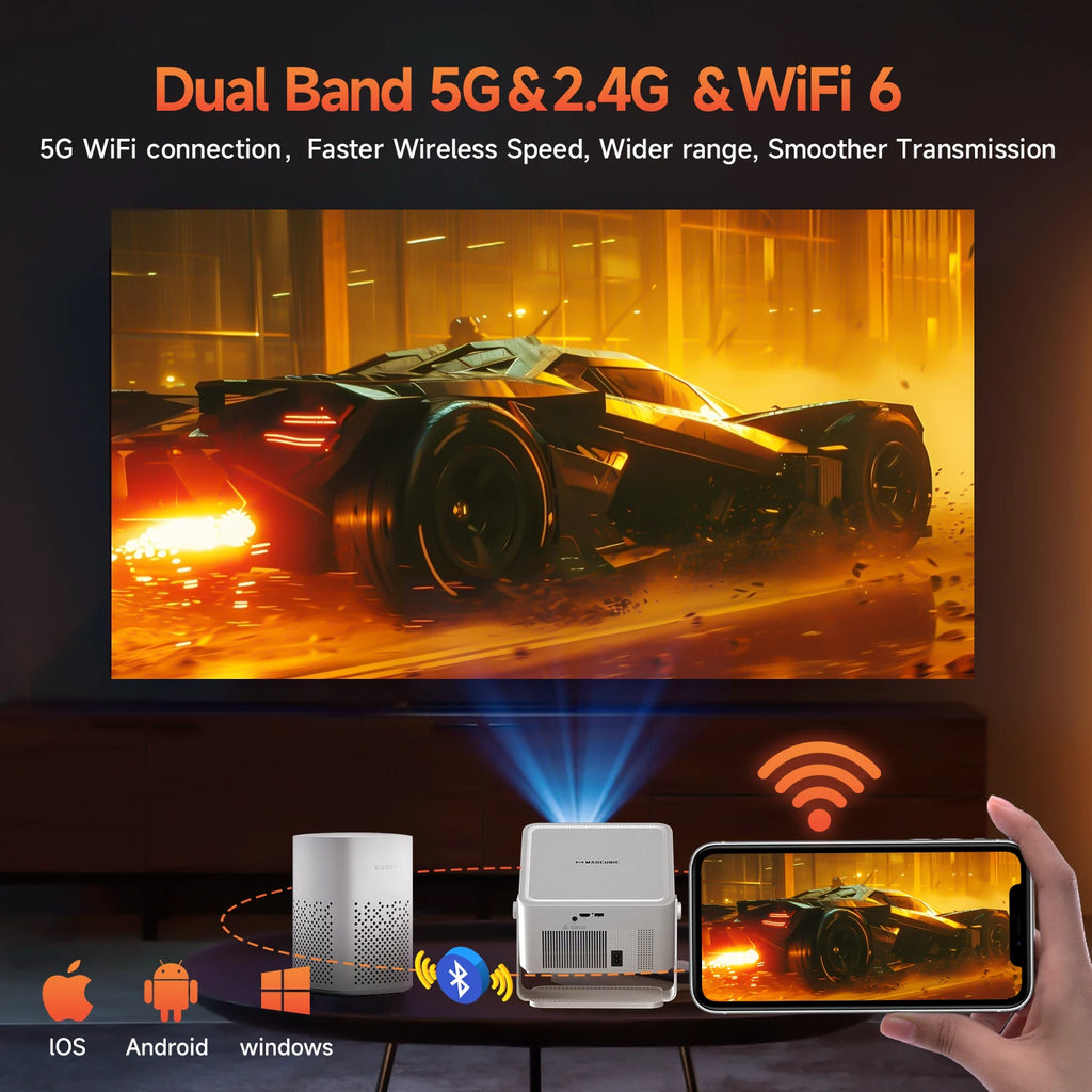 Magcubic HY450MAX 1100ANSI Android 14 Portable Outdoor Projector 1080P Auto Focus 8K Support WIFI6 Beam Mini Projector Kairos & Co.