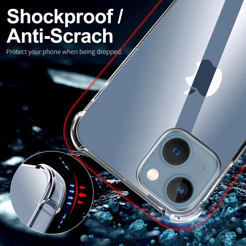 Shockproof Clear Silicone Phone Case for iPhone 7–15 Series | Transparent Soft Protective Cover Kairos & Co.