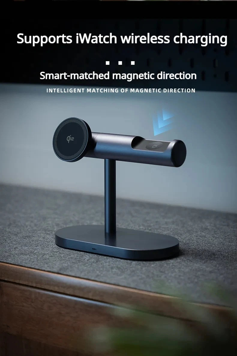 7-in-1 Magnetic Wireless Charging Stand — 25W Qi2.2 Fast Charger with Cooling Fan & LED for iPhone, Watch & AirPods Kairos & Co.
