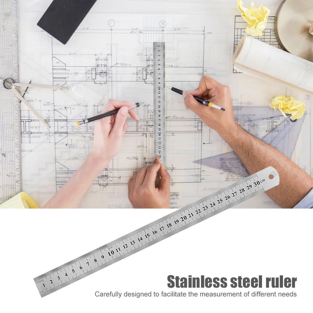 Stainless Steel Ruler – Double-Sided Metal Straight Ruler (150mm-500mm) Divina Constitutio