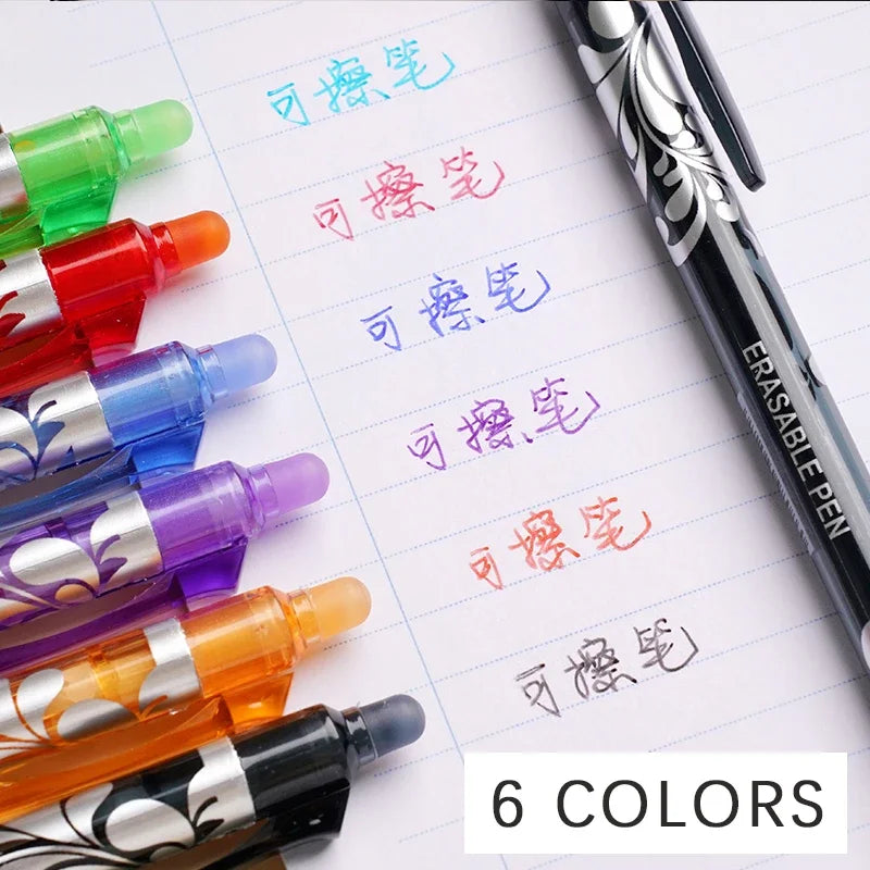 Erasable Gel Pen Set – 6-Color Kawaii Stationery, 0.5mm Divina Constitutio