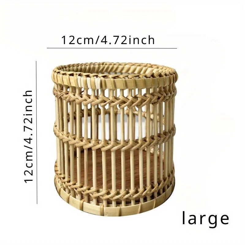 Hand-Woven Rattan Pen Holder & Stationery Organizer Kairos & Co.