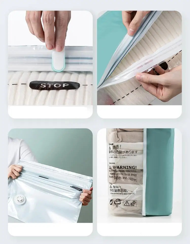 No Need Pump Vacuum Bags Large Plastic Storage Bags for Storing Clothes Blankets Compression Empty Bag Covers Travel Accessories Kairos & Co.