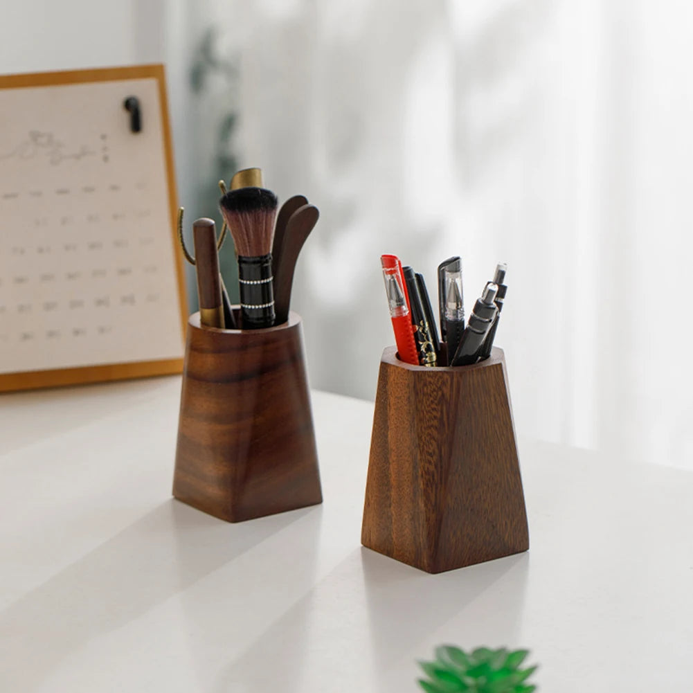 Walnut Wood Pen Holder – Vintage Desktop Stationery Organizer Kairos & Co.