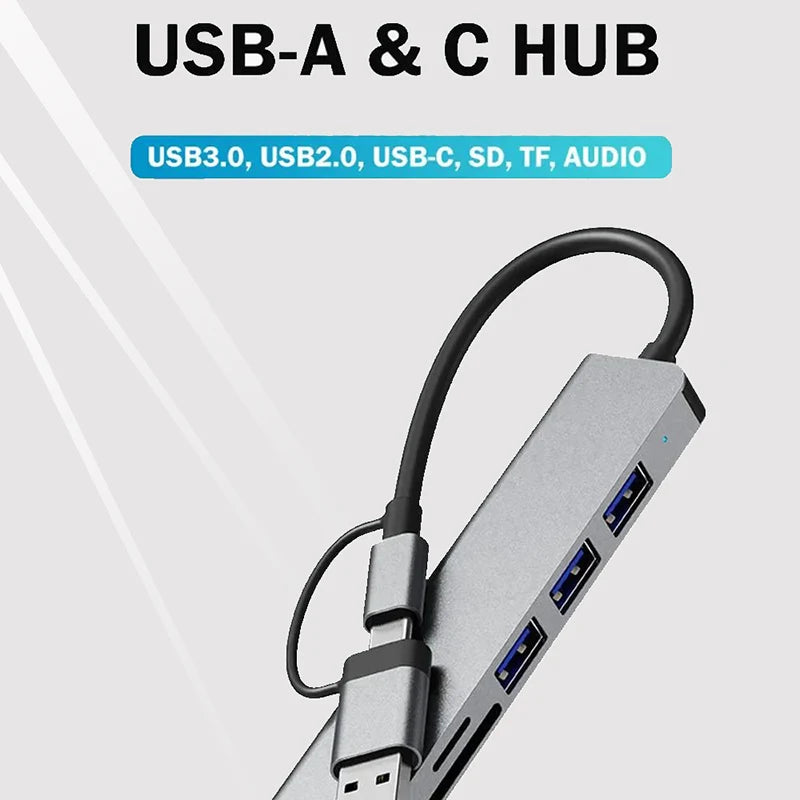 8-in-1 USB-C Hub – USB 3.0, USB 2.0, SD/TF Card Reader & 3.5mm Audio Kairos & Co.