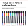 12-Color Dry Erase Marker Set – Magnetic Whiteboard Pens with Eraser Cap Kairos & Co.