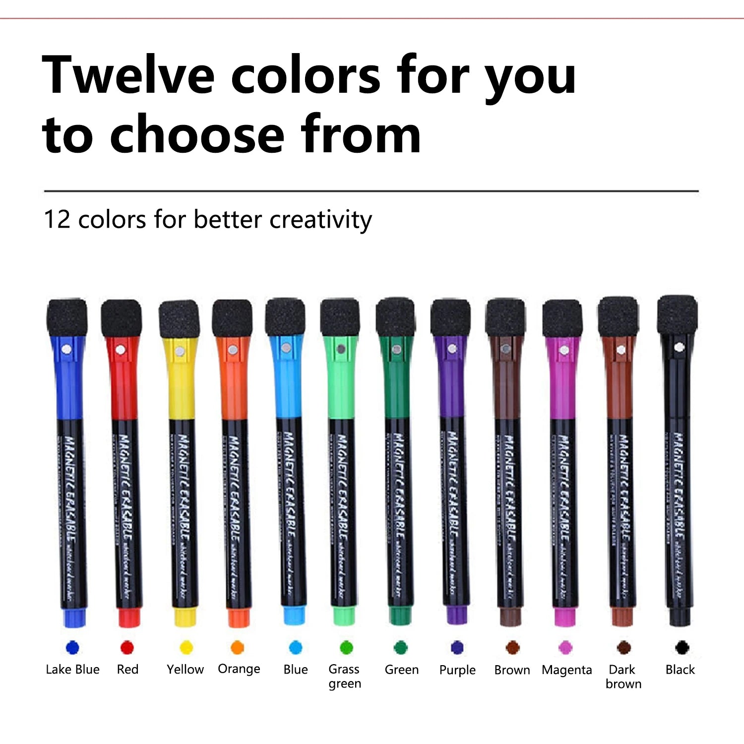 12-Color Dry Erase Marker Set – Magnetic Whiteboard Pens with Eraser Cap Kairos & Co.