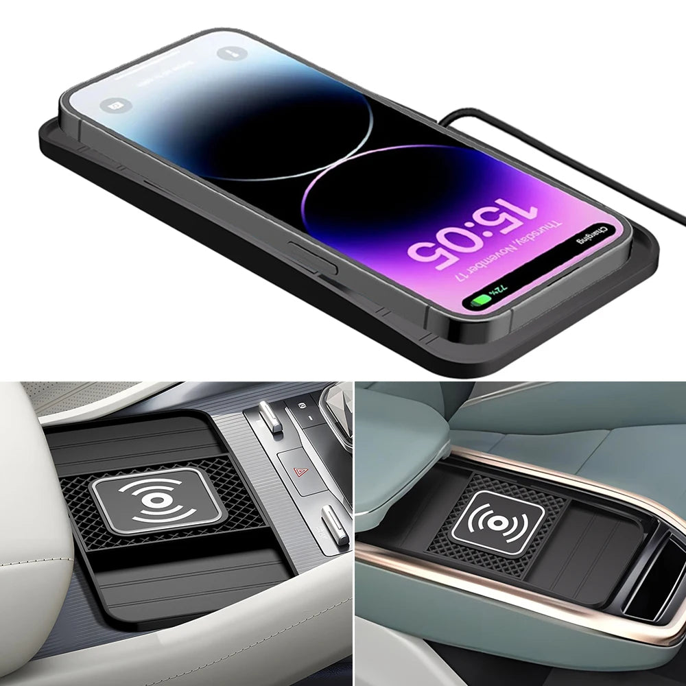 15W Fast Wireless Charging Pad — Non-Slip Car Mat Charger, USB-Powered & Lightweight Kairos & Co.