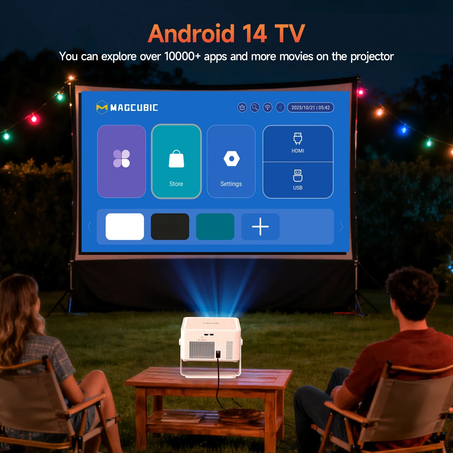 Magcubic HY450MAX 1100ANSI Android 14 Portable Outdoor Projector 1080P Auto Focus 8K Support WIFI6 Beam Mini Projector Kairos & Co.
