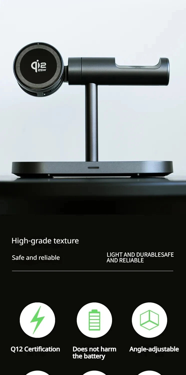 7-in-1 Magnetic Wireless Charging Stand — 25W Qi2.2 Fast Charger with Cooling Fan & LED for iPhone, Watch & AirPods Kairos & Co.