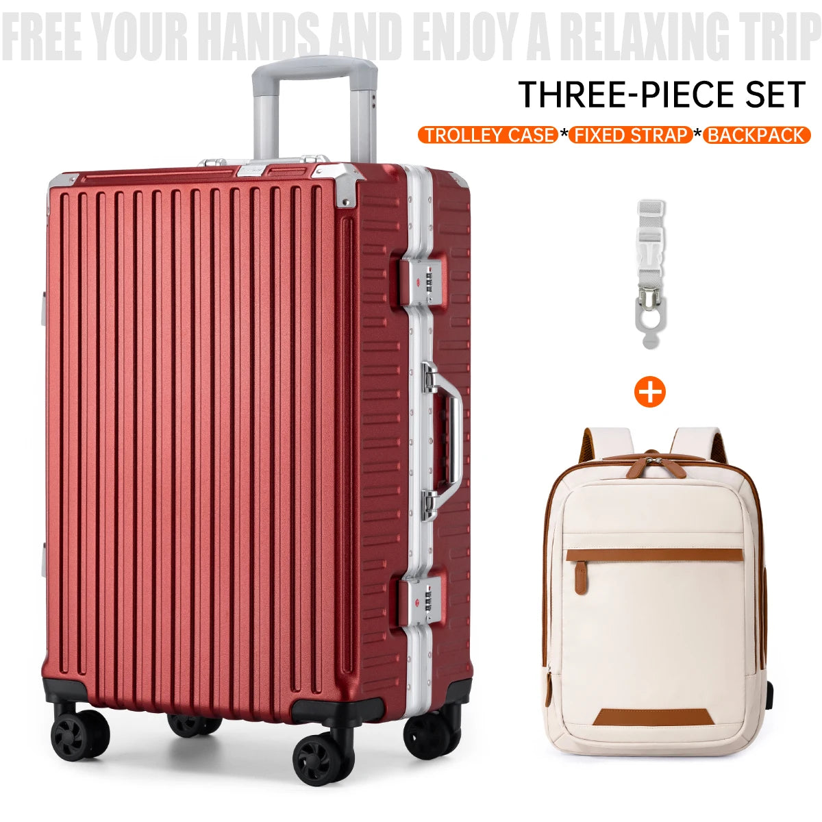 Trolley Luggage 20 24 26 28" Aluminum Frame Rolling Luggage Case USB Travel Suitcase on Wheels Combination Lock Carry on Luggage Kairos & Co.