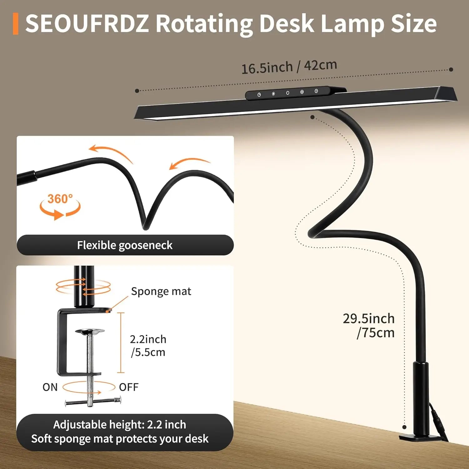 LED Desk Lamp with Clamp – 3 Color Modes & Stepless Dimming Kairos & Co.
