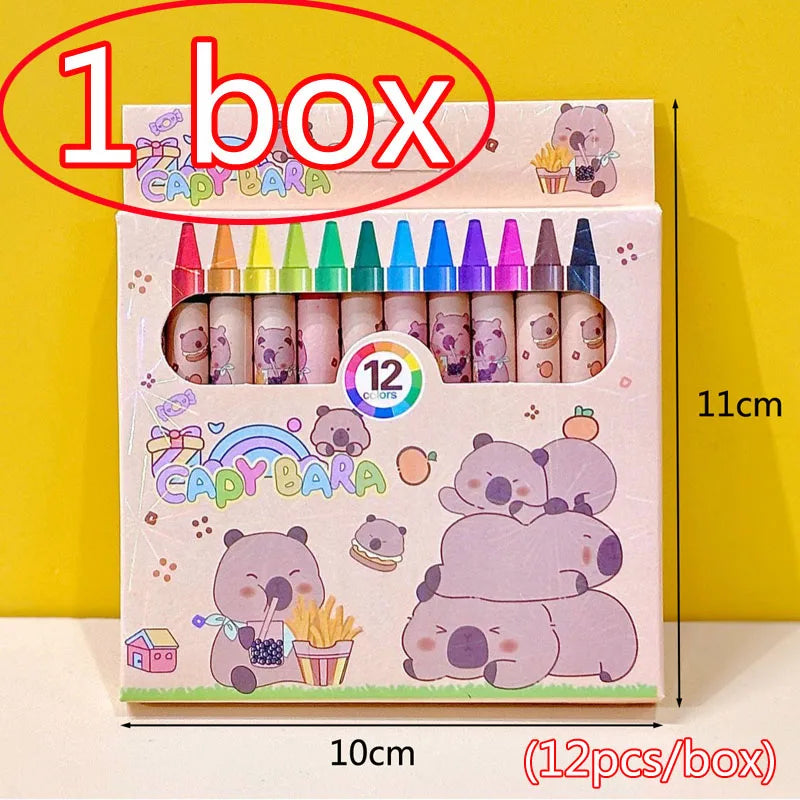 Cute Capybara Crayons – 12 or 36 Colors, Kids Party & Birthday Gift Divina Constitutio