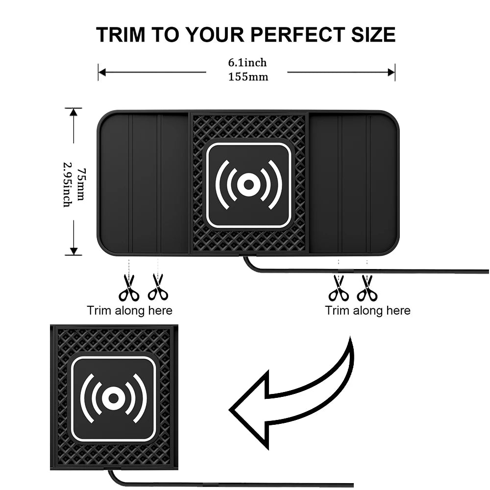 15W Fast Wireless Charging Pad — Non-Slip Car Mat Charger, USB-Powered & Lightweight Kairos & Co.