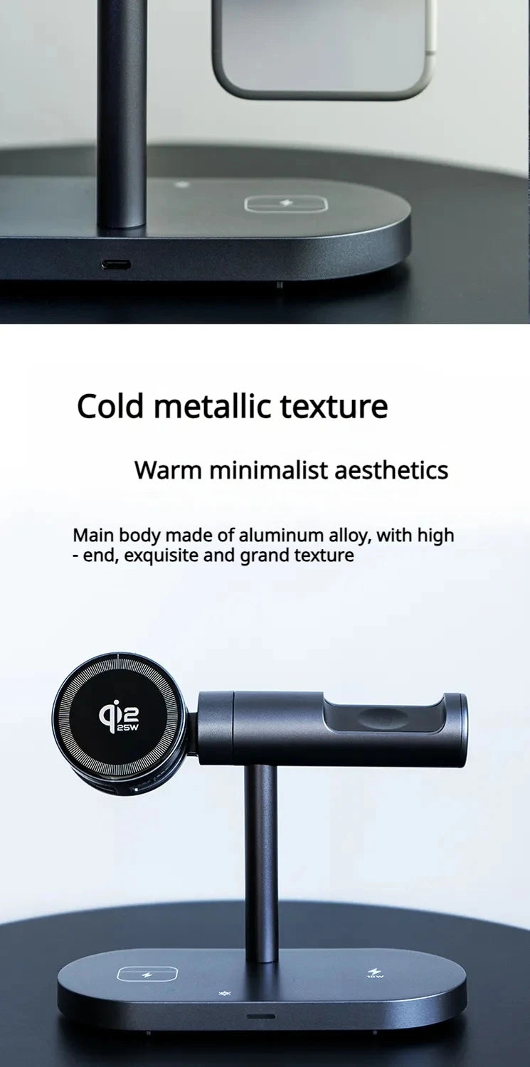 7-in-1 Magnetic Wireless Charging Stand — 25W Qi2.2 Fast Charger with Cooling Fan & LED for iPhone, Watch & AirPods Kairos & Co.