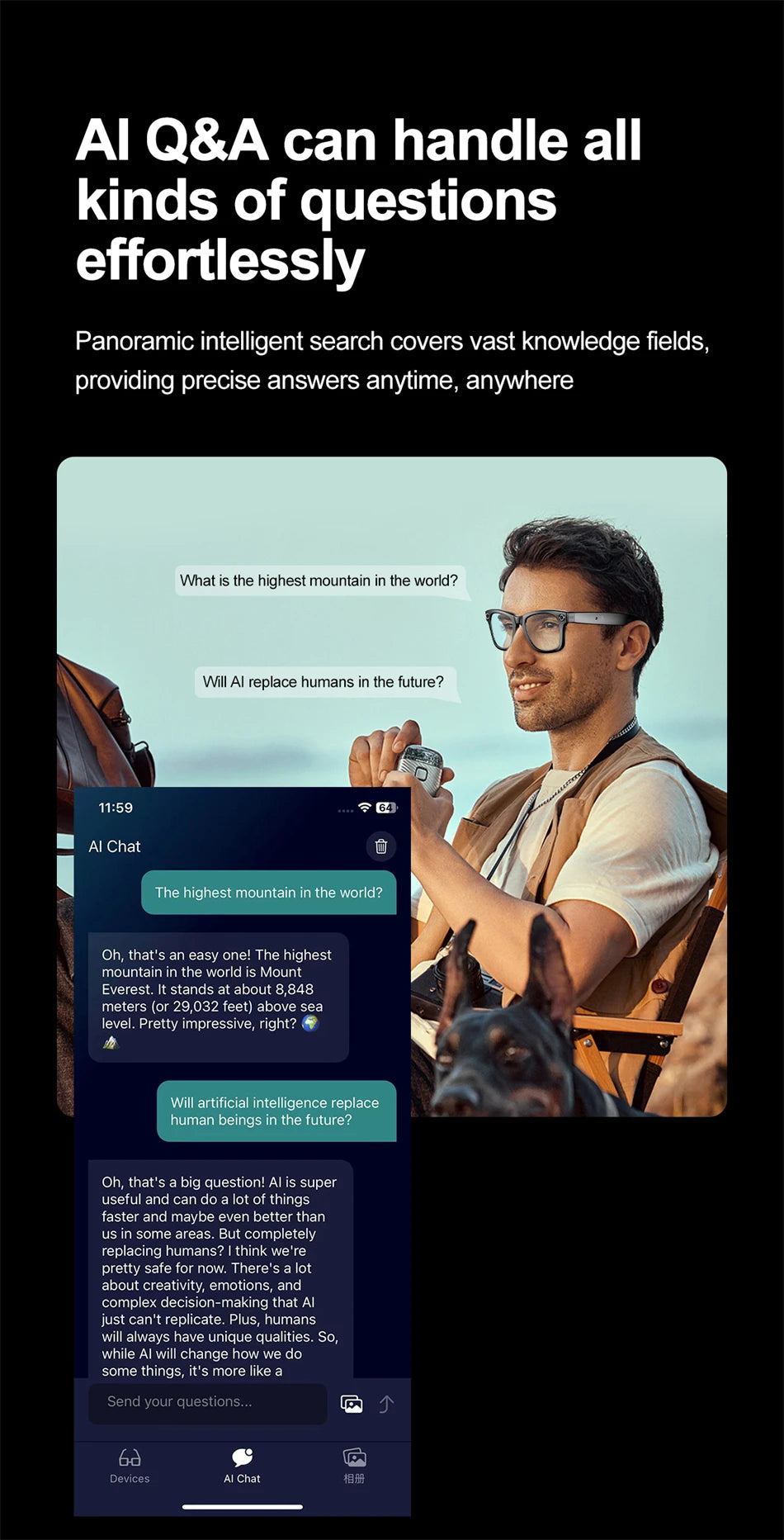 LIGE AI Smart Glasses – Camera Sunglasses with Bluetooth Calling Divina Constitutio