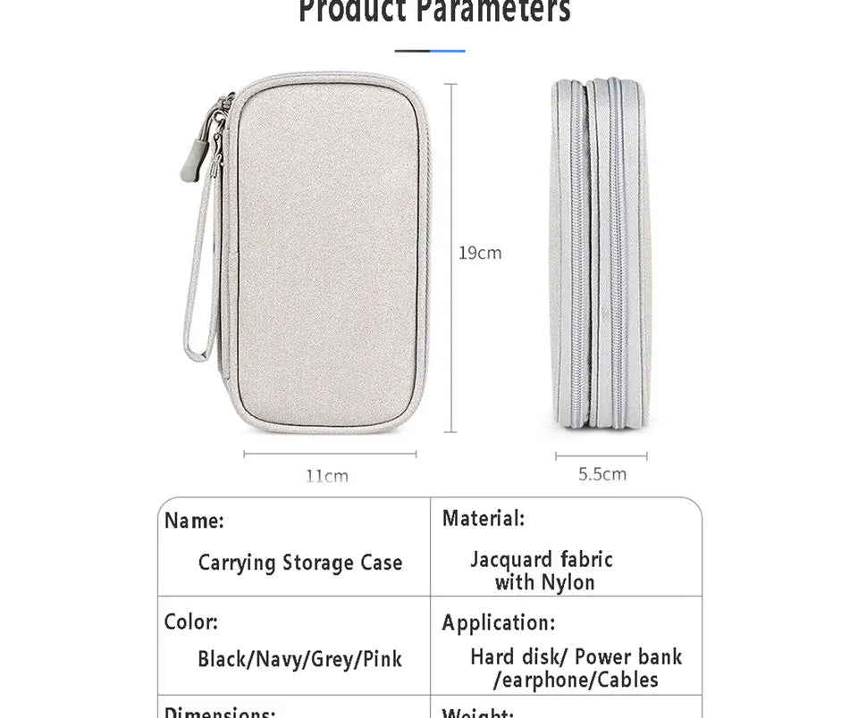 Data Cable Storage Bag Waterproof Portable Carry Case  Storage Bag Travel Organizer Bag for Cable Cord USB Charger Kairos & Co.