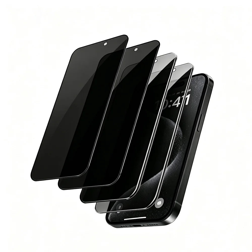 iPhone 11-17 Privacy Screen Protector 4-Pack – Anti-Spy Tempered Glass, Full Cover, 9H Kairos & Co.