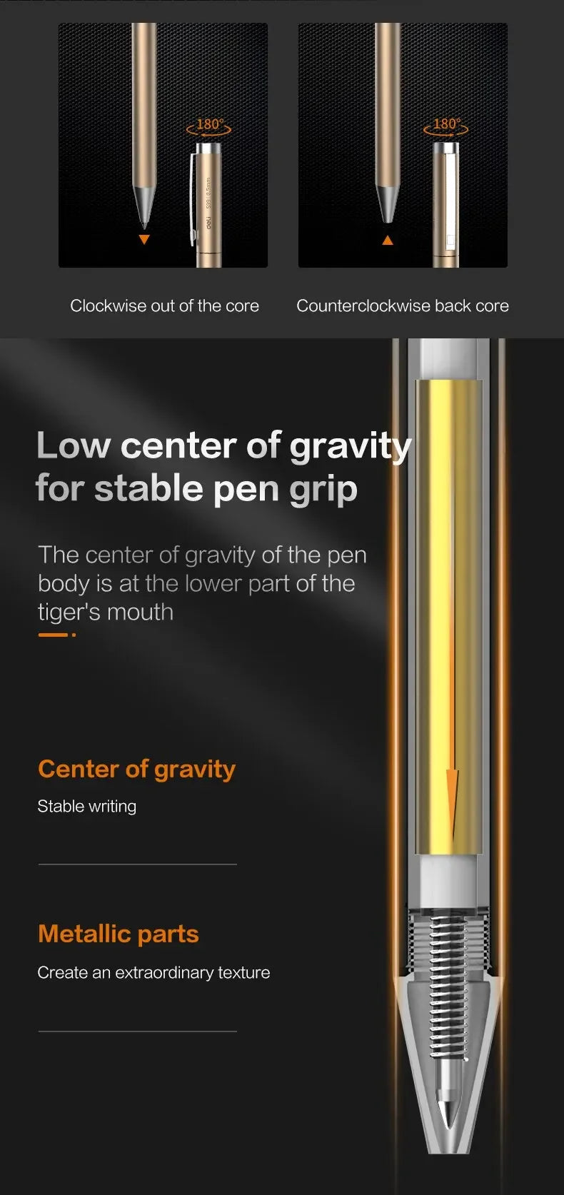 Deli Signature Gel Pen – Metal Body, Smooth Ink, 9.5mm Divina Constitutio