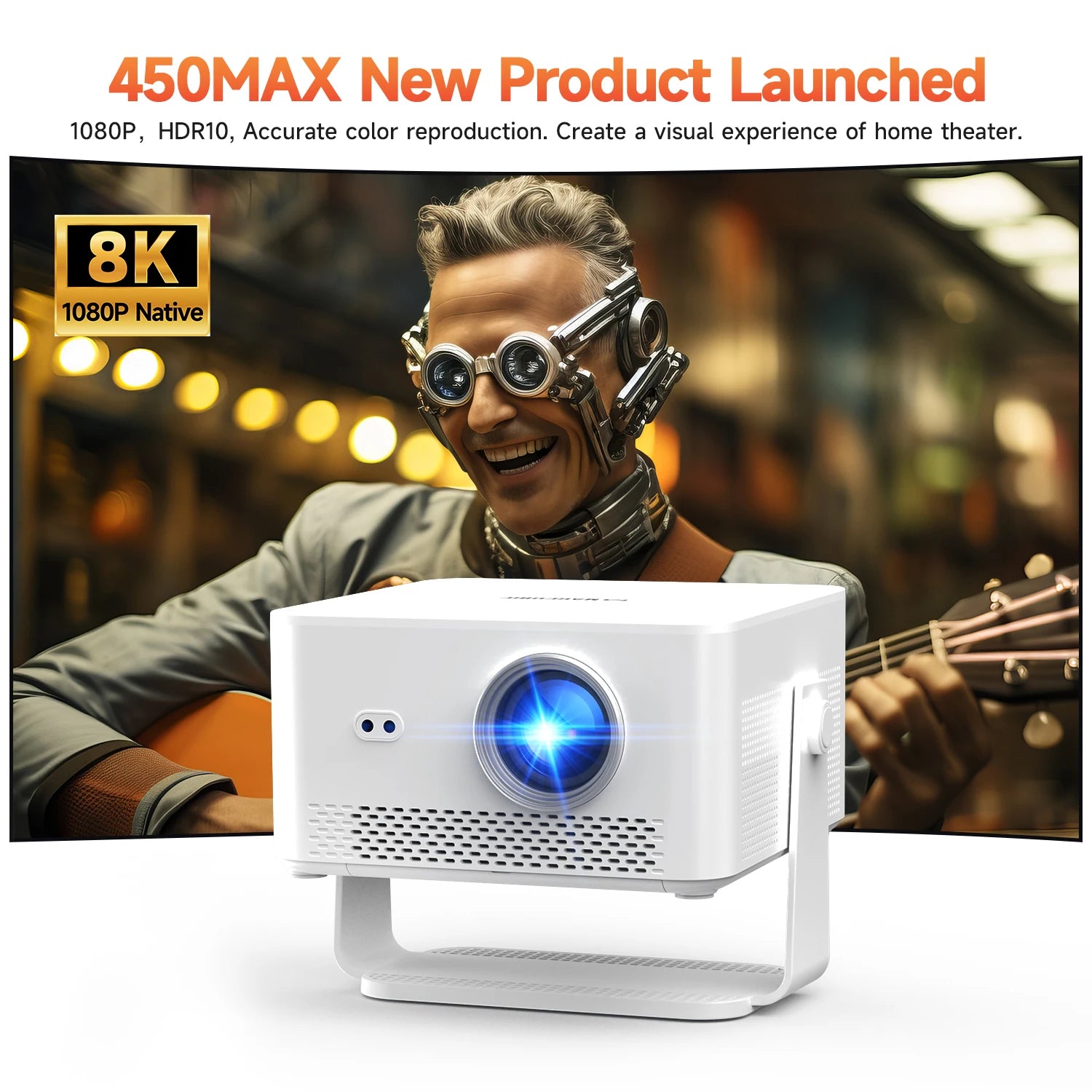 Magcubic HY450MAX 1100ANSI Android 14 Portable Outdoor Projector 1080P Auto Focus 8K Support WIFI6 Beam Mini Projector Kairos & Co.