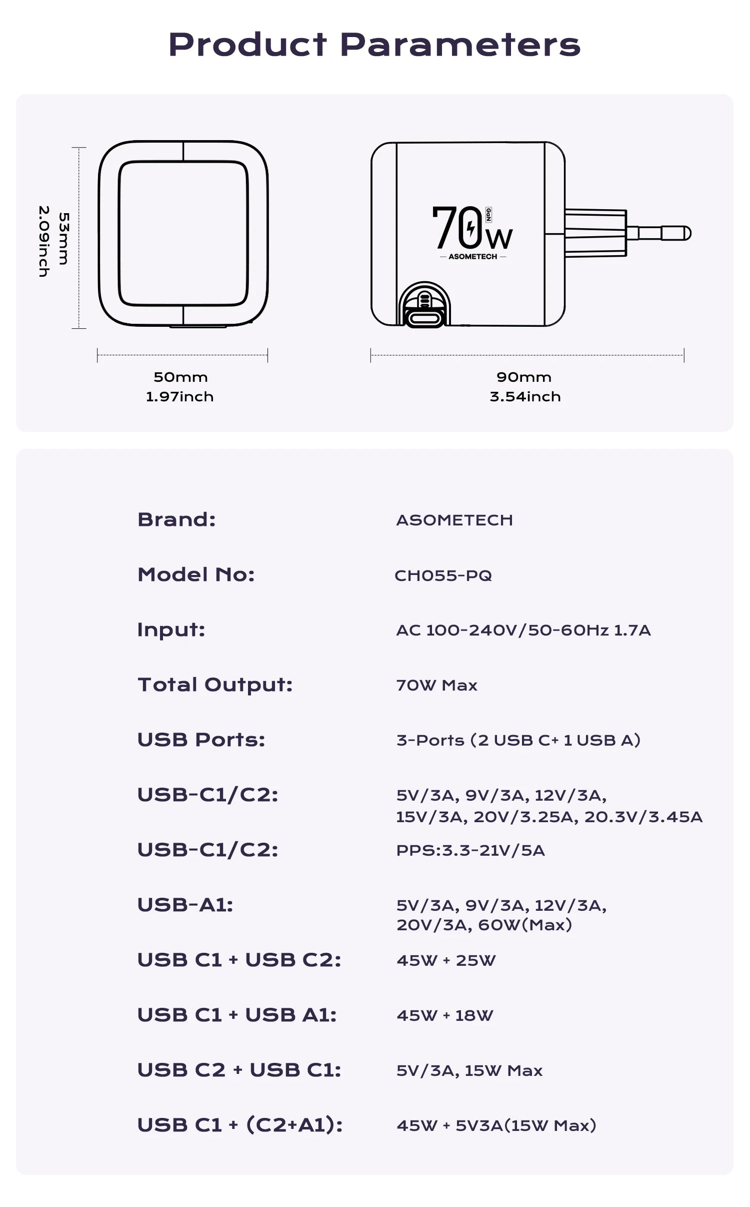 70W GaN Fast Charger — 3-in-1 Retractable USB-C Cable, PD3.0/QC4.0/PPS for iPhone, Xiaomi, Tablet & Laptop Kairos & Co.