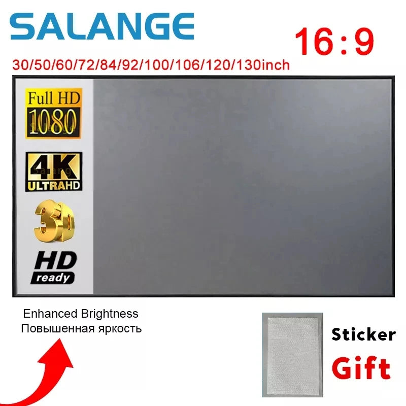 Salange Projector Screen – 60/100/120 Inch Reflective Fabric Projection Screen, Compatible with YG300, XGIMI, DLP & LED Projectors for Home Theater Kairos & Co.